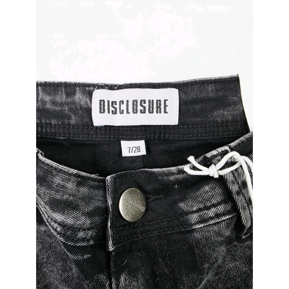 Disclosure Black Acid Wash Denim Cargo Pants Wide Leg Women's Size 7 - Picture 6 of 6